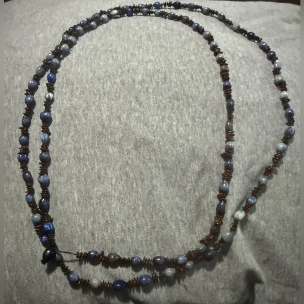 Blue and Brown Beaded Necklace
